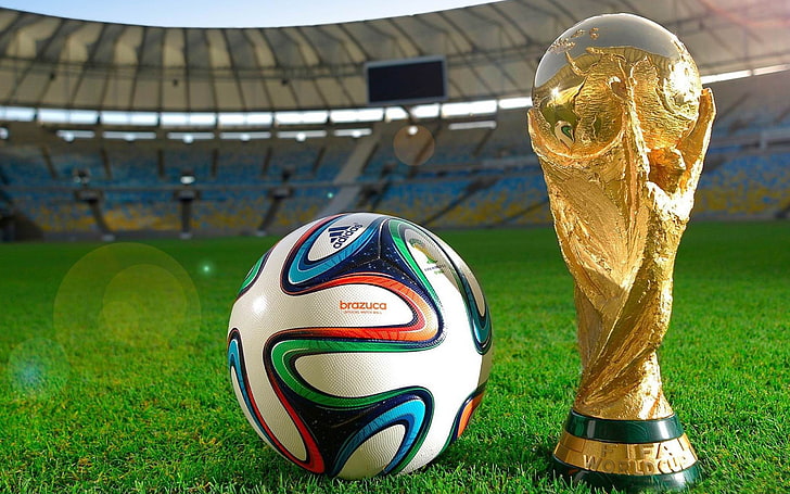 2014 Brazil 20th FIFA World Cup Desktop Wallpaper, gold-colored trophy, HD wallpaper