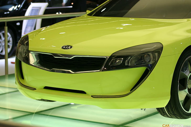 Kia Car, лимоненозелен автомобил kia, зелен, автомобили, HD тапет