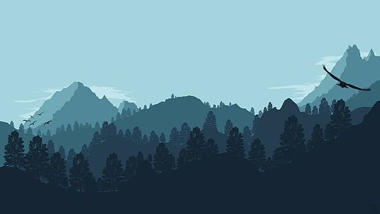 Artistique, montagne, forêt, paysage, minimaliste, vecteur, Fond d'écran HD HD wallpaper