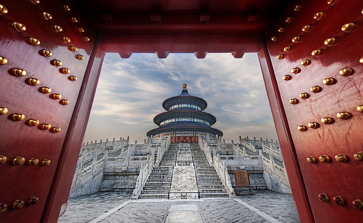 天壇、北京、中国、禁じられた王国、アジア、中国、旅行、天国、天国、寺院、北京、 HDデスクトップの壁紙