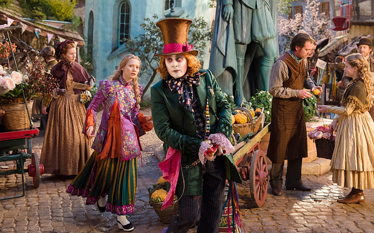 Mia Wasikowska and Johnny Depp, Alice Through the Looking Glass, the mad hatter and alice photo, Mia, Wasikowska, Johnny, Depp, Alice, Through, Looking, Glass, HD wallpaper