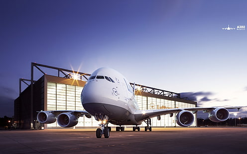 Lufthansa Airbus A380, aircraft, plane, airplane, HD wallpaper HD wallpaper