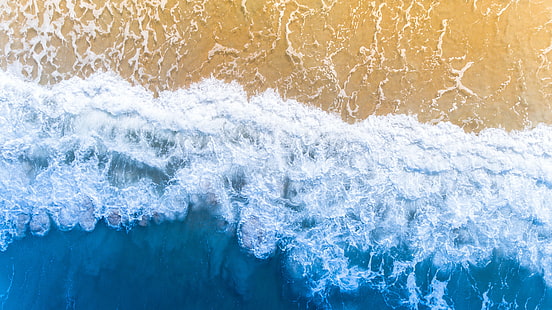 Плаж, вълни, въздушен изглед, Palm Coast, Флорида, HD, 4K, HD тапет HD wallpaper
