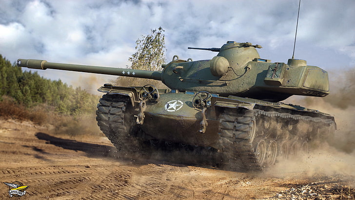 grey metal battle tank wallpaper, road, dust, tank, armor, American, heavy, T110E5, World of Tanks, HD wallpaper