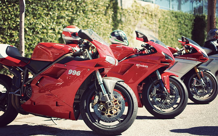 Ducati 996 and 1098, 3 sports motorcycles, Ducati, 996, 1098, sportbike, HD wallpaper