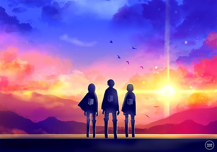 Anime, Angriff auf Titan, Armin Arlert, Eren Yeager, Mikasa Ackerman, Shingeki No Kyojin, HD-Hintergrundbild