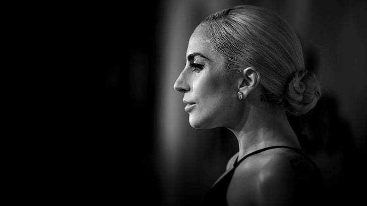 Mujer vestida con chaqueta negra con burbuja, Lady Gaga, Stefani Joanne Angelina Germanotta, compositora, productora discográfica, filántropa, diseñadora, actriz, plata, globo, rubia, Fondo de pantalla HD
