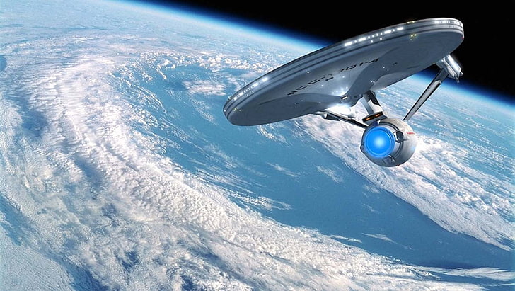 reel memancing hitam dan abu-abu, fiksi ilmiah, Star Trek, USS Enterprise (pesawat ruang angkasa), Wallpaper HD