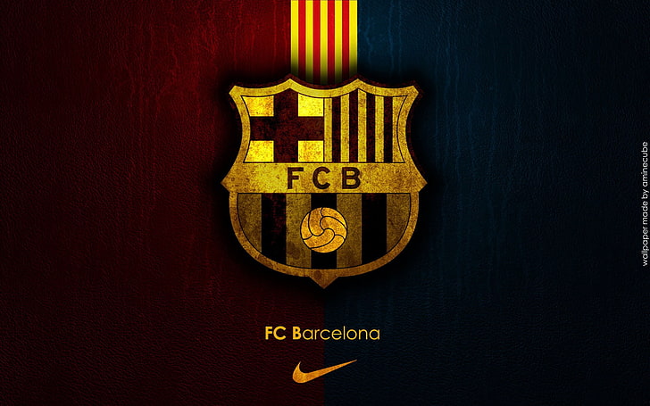 blue, red, and brown illustration, barcelona, barca, fc, fc barcelona, sport, football, mascot, band, messi, HD wallpaper