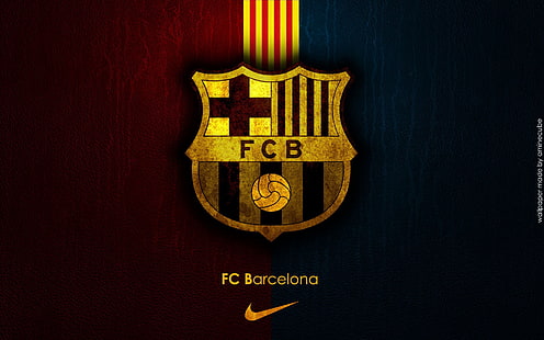 blå, röd och brun illustration, barcelona, ​​barca, fc, fc barcelona, ​​sport, fotboll, maskot, band, messi, HD tapet HD wallpaper