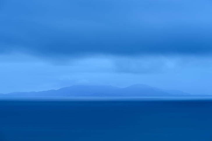 море, океан, синий, вода, морской пейзаж, облака, остров, Шотландия, остров Скай, Нейст Поинт, HD обои