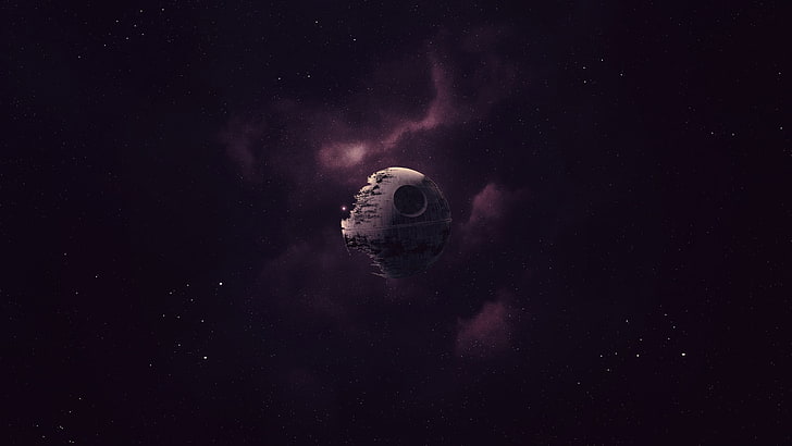 outer space illustration, Star Wars Death Star, Star Wars, Death Star, artwork, space, purple, Star Wars: Episode VI - The Return of the Jedi, science fiction, space art, HD wallpaper