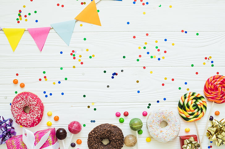 Food, Sweets, Doughnut, Lollipop, HD wallpaper