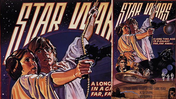 movies star wars star wars episode iv a new hope leia organa luke skywalker film posters collage, HD wallpaper