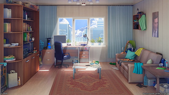  Anime, Original, Interior, Room, Sofa, HD wallpaper HD wallpaper