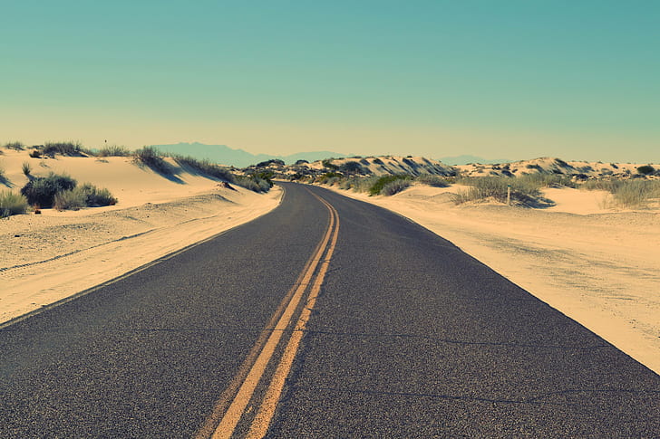 пустиня, суша, самотен, улица, път, сух, сам, HD тапет