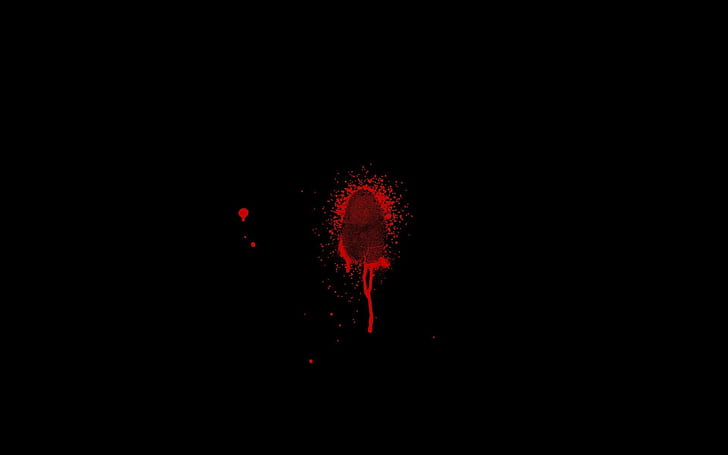 minimalism black background fingerprints black abstract red blood, HD wallpaper