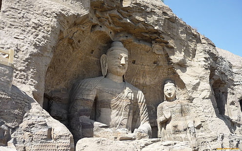 roca, escultura, estatua, religión, meditación, Fondo de pantalla HD HD wallpaper