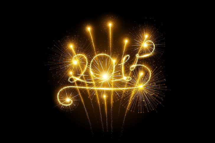2018 fireworks display, New Year, golden, fireworks, Happy, 2015, HD wallpaper
