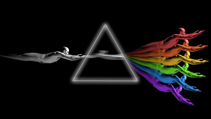 Pink Floyd Dark Side of the Moon copertina, persone, colore, prisma, Sfondo HD