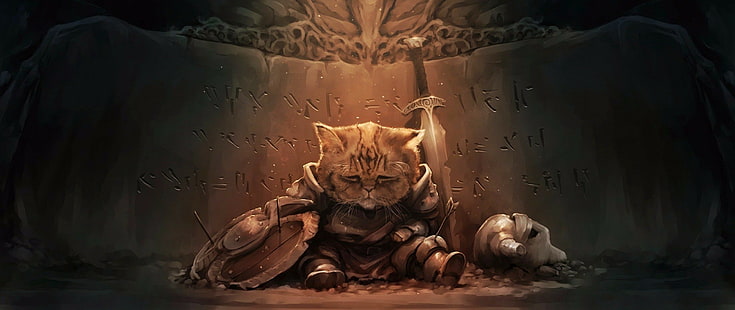 القط مخطوطات الأكبر ضد skyrim، خلفية HD HD wallpaper