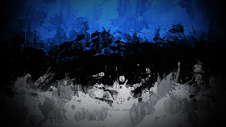 färgglada, blå, vit, mörk, svart, Estland, abstrakt, HD tapet