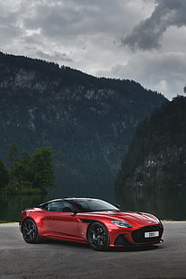 кола, спортна кола, супер автомобили, Aston Martin, Aston Martin DBS Superleggera, червени автомобили, път, превозно средство, Super Car, HD тапет HD wallpaper
