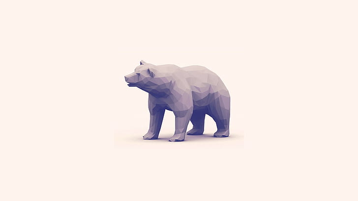 Polygon Art Abstract Bear White HD, абстрактно, дигитално / произведения на изкуството, бяло, изкуство, мечка, многоъгълник, HD тапет