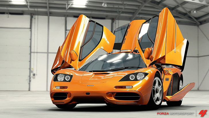 auto deportivo amarillo, McLaren F1, Forza Motorsport 4, videojuegos, auto, Fondo de pantalla HD