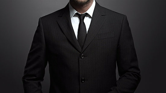 سترة بدلة سوداء مدببة للرجال وربطة عنق ، رجال ، بدلات، خلفية HD HD wallpaper