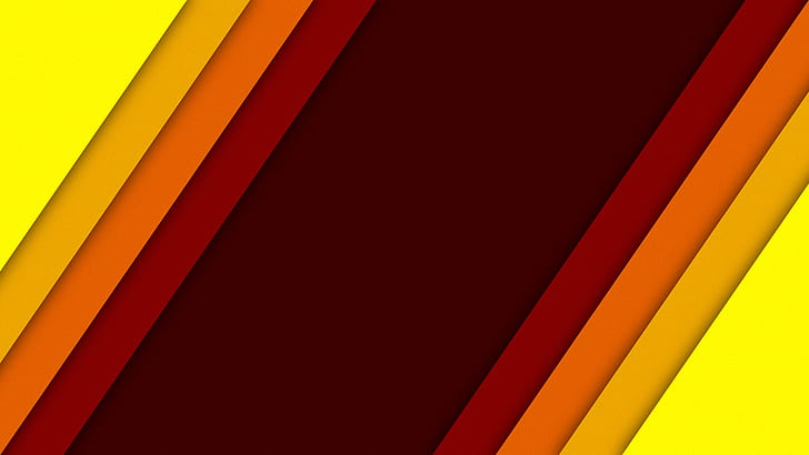 gaya material, statis, minimalis, garis, oranye, coklat, kuning, merah, Wallpaper HD