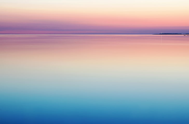 Ocean, Sunset, Calm, 5K, Seascape, Wallpaper HD