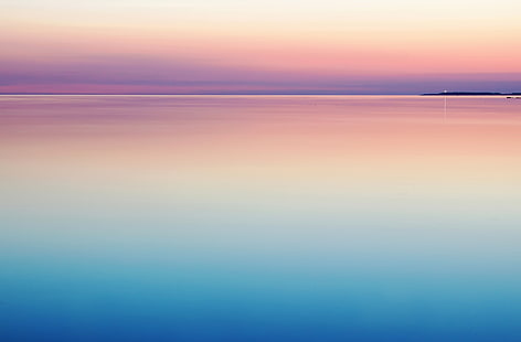 Océan, coucher de soleil, calme, 5 km, paysage marin, Fond d'écran HD HD wallpaper