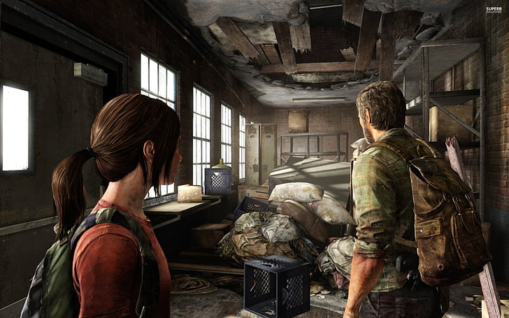 коричневое деревянное обрамленное коричневое мягкое кресло, The Last of Us, апокалиптическое, HD обои