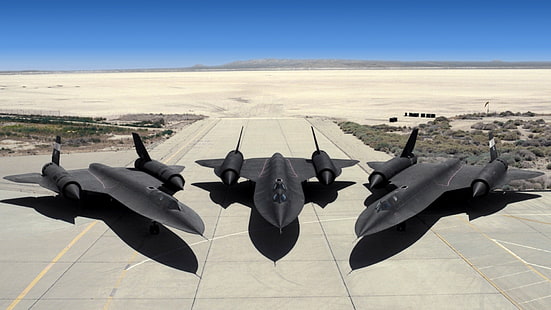 three black fighter jets, aircraft, jets, futuristic, airplane, black, Lockheed SR-71 Blackbird, military, HD wallpaper HD wallpaper
