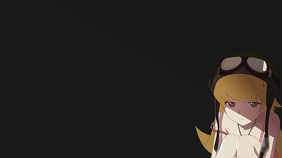 Anime Mädchen, einfachen Hintergrund, Monogatari-Serie, Oshino Shinobu, HD-Hintergrundbild HD wallpaper