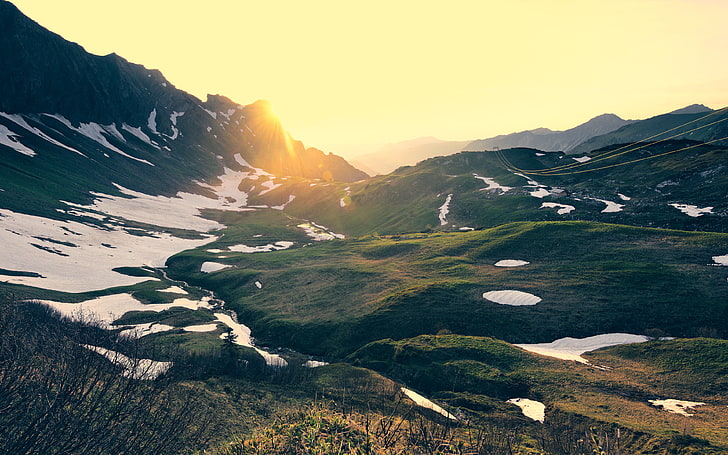 Montagnes, 4K, bavière, allemagne, alpes allgäu, coucher soleil, Fond d'écran HD