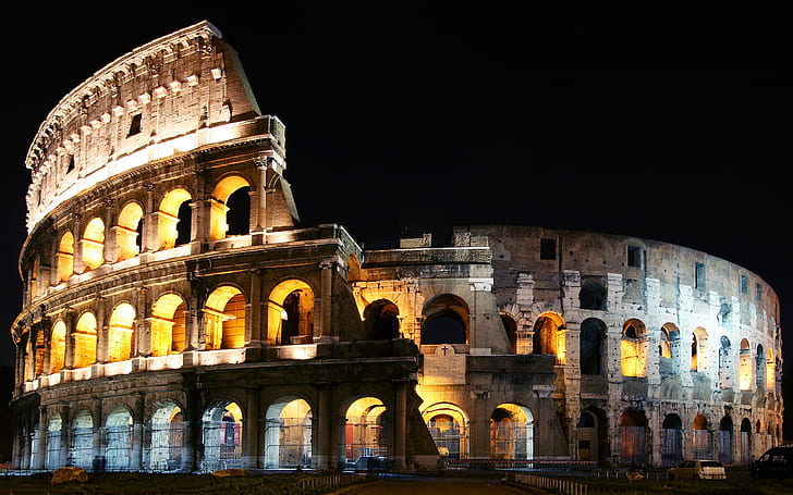 이탈리아 로마 콜로세움 밤, 콜로세움 사진, 이탈리아, 로마, 콜로세움, 밤, HD 배경 화면