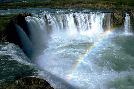 Водопади, водопад, дъга, HD тапет HD wallpaper
