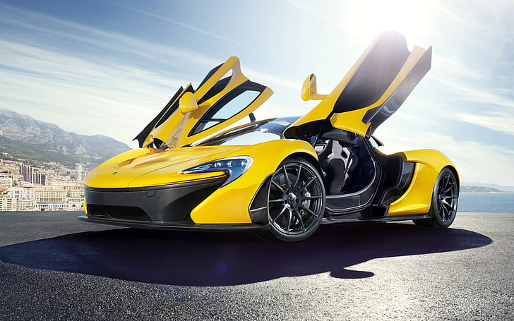 mobil sport kuning, McLaren P1, mobil kuning, kendaraan, mobil, Wallpaper HD