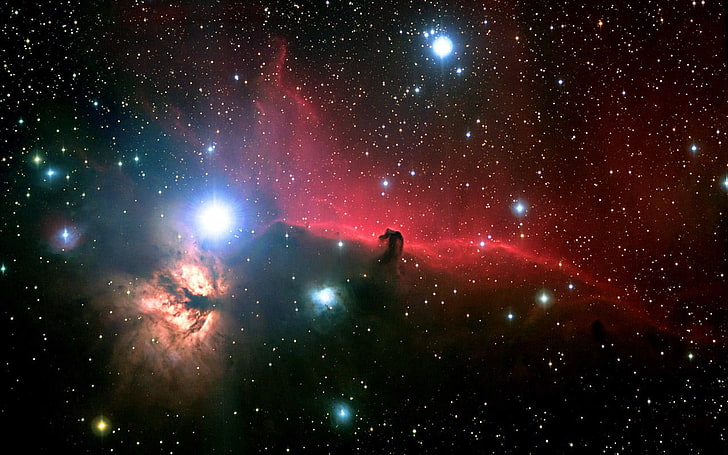 espacio, nebulosa, estrellas, nebulosa Horsehead, arte espacial, nebulosa de la llama, Fondo de pantalla HD