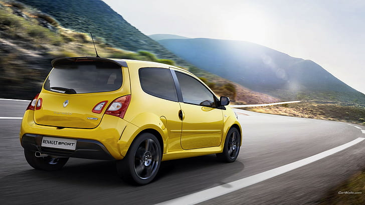 Renault Twingo, кола, жълти автомобили, Renault, превозно средство, HD тапет