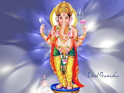 Ganeshji, Lord Ganesha illüstrasyon, Tanrı, Lord Ganesha, hindu, ganesha, HD masaüstü duvar kağıdı HD wallpaper