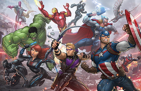ภาพประกอบ Marvel Avengers, นิยาย, ภาพยนตร์, Hulk, Iron man, ศิลปะ, กัปตันอเมริกา, ฮีโร่, The Avengers, Black Widow, Avengers, Patrick Brown, Hawkeye, Avengers Age Of Ultron, The Avengers: Age of Ultron, วอลล์เปเปอร์ HD HD wallpaper