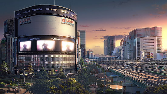 paisaje urbano, tu nombre, Kimi no Na Wa, Fondo de pantalla HD HD wallpaper