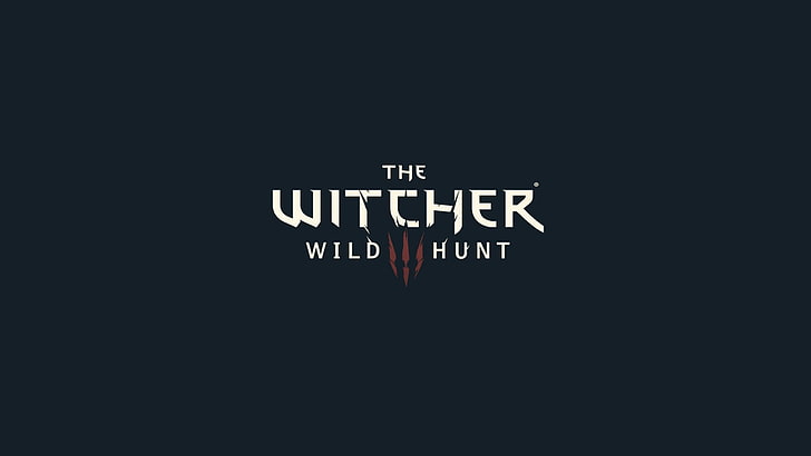 Cartaz de The Witcher Wild Hunt, The Witcher 3: Wild Hunt, The Witcher, logotipo, minimalismo, fundo simples e simples, HD papel de parede