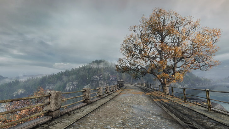 серый металлический забор, Исчезновение Итана Картера, видеоигры, мост, пейзаж, HD обои