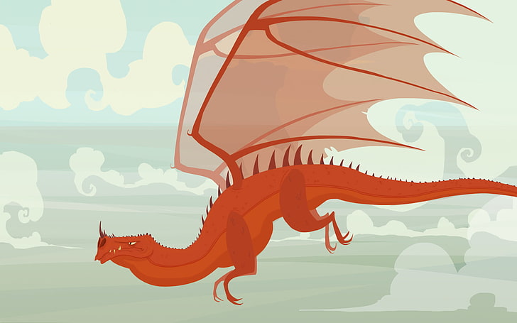 red dragon artwork, dragon, fantasy art, artwork, creature, HD wallpaper