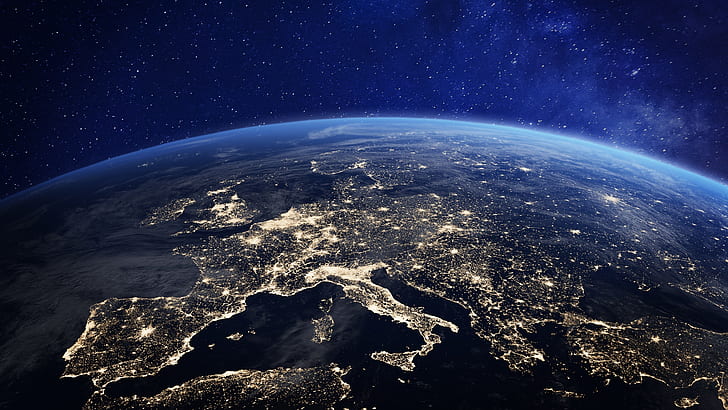 Earth, From Space, Europe, Space, HD wallpaper