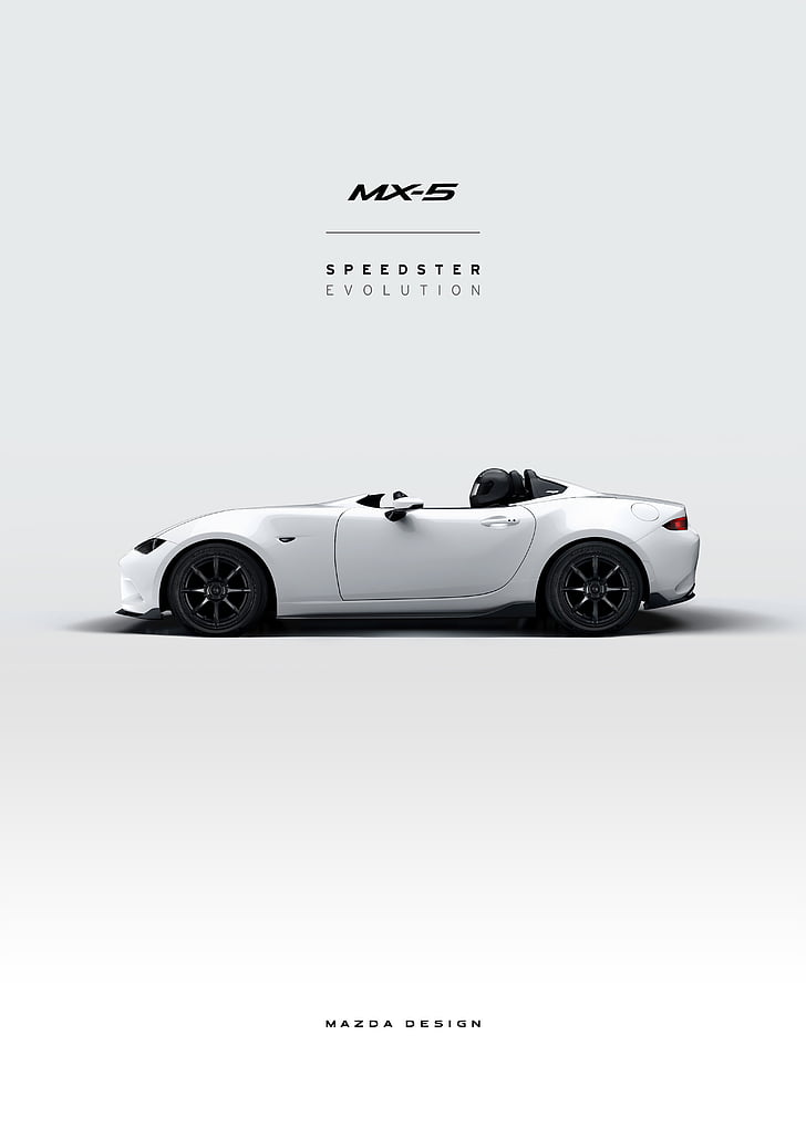 white convertible coupe, Mazda MX-5 Miata Speedster, 2016, HD, 4K, HD wallpaper